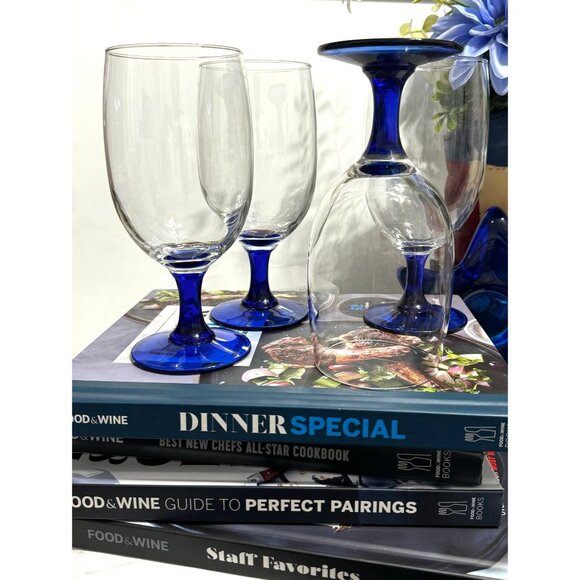 Princess House Cobalt Blue Stem Iced Tea Glass Set Of 4 - Picture 8 of 12